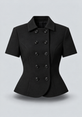 BLAZER CINTRÉ À MANCHES COURTES ET DOUBLE BOUTONNAGE