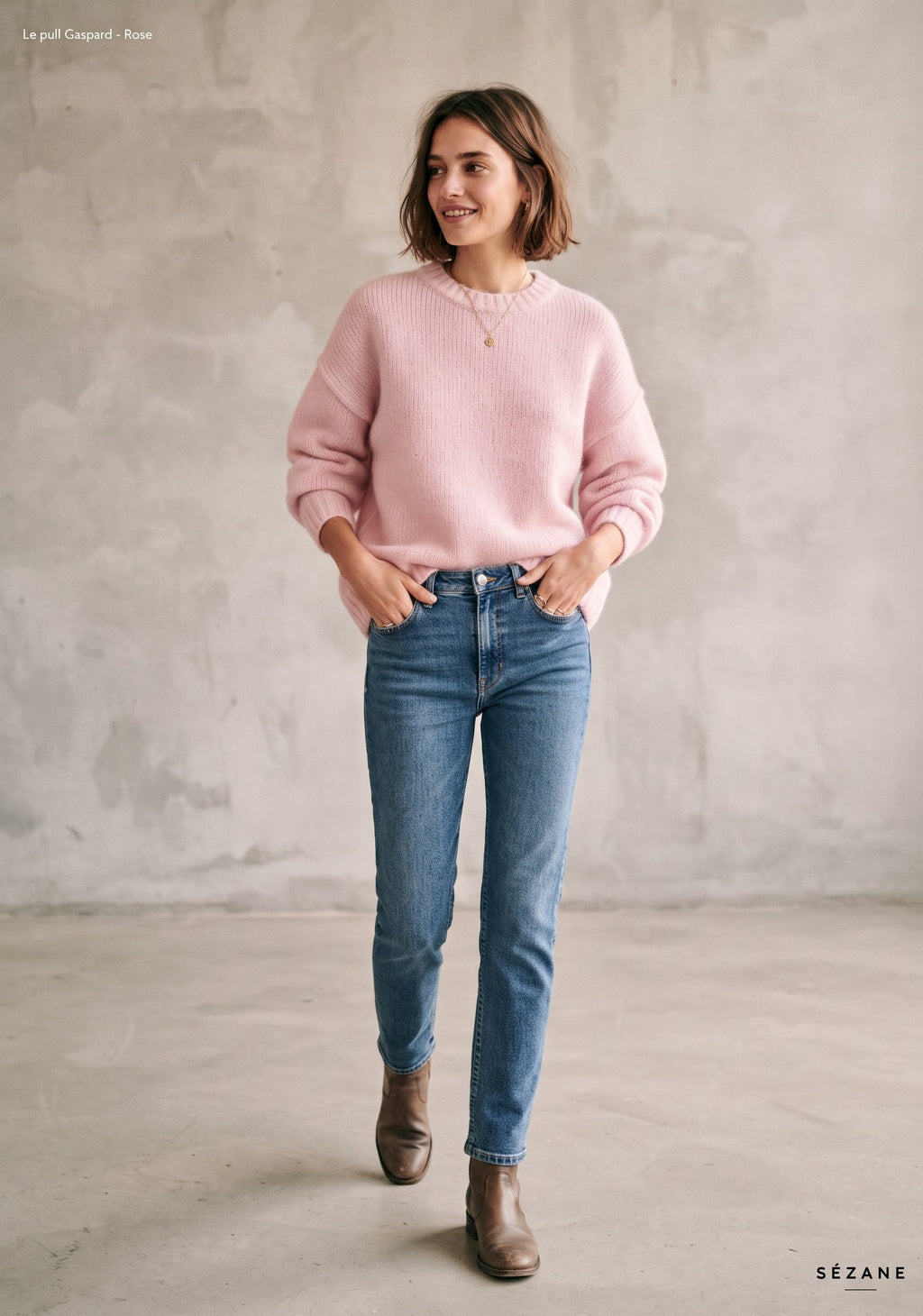 PULL OVERSIZE EN MAILLE COL ROND