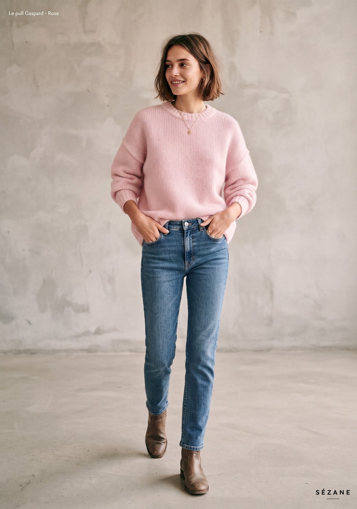 PULL OVERSIZE EN MAILLE COL ROND