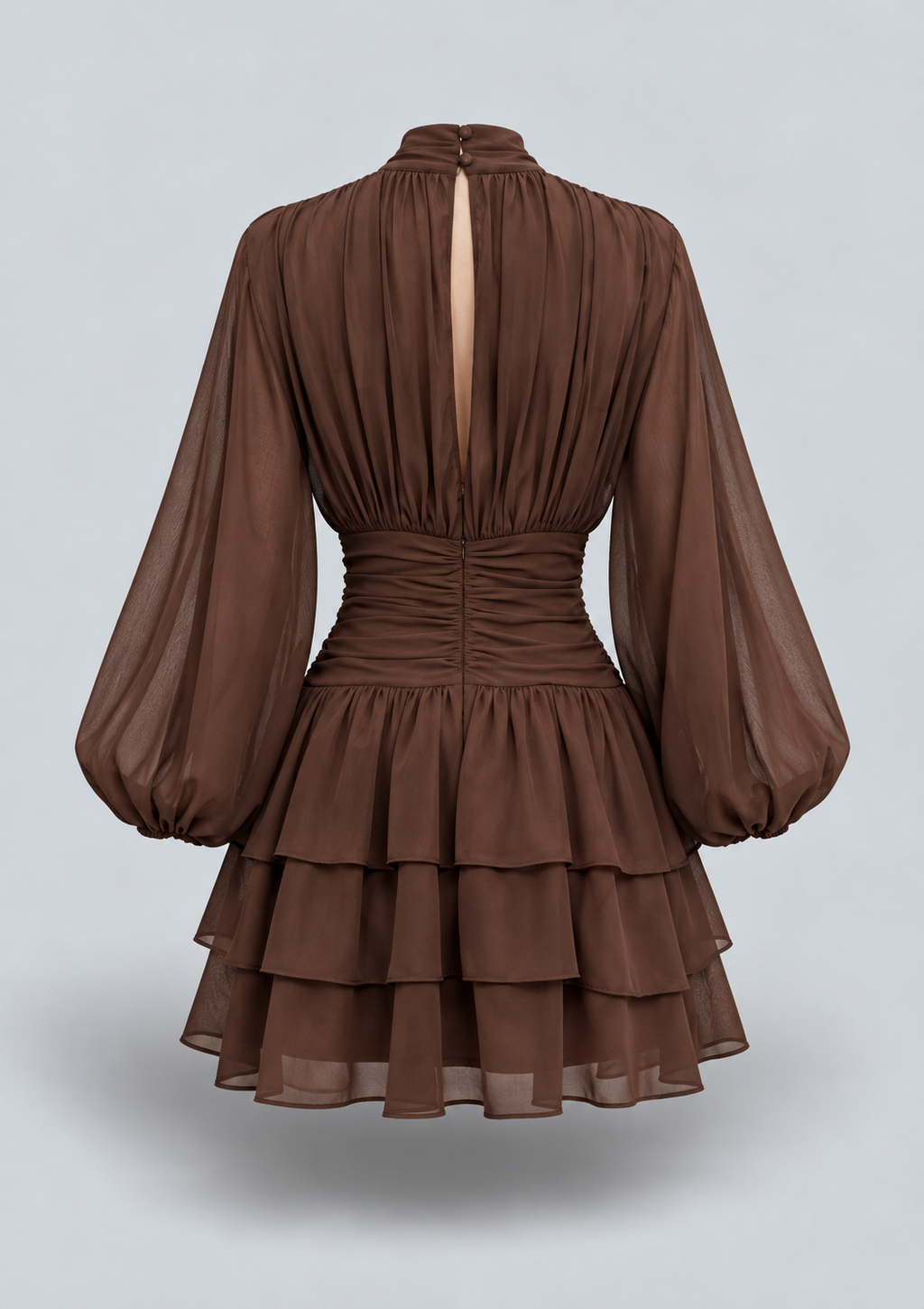 ROBE COURTE À VOLANTS ET TAILLE FRONCÉE