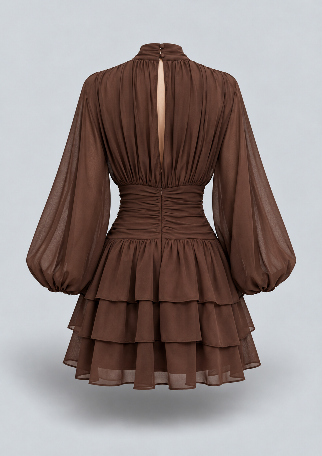 ROBE COURTE À VOLANTS ET TAILLE FRONCÉE