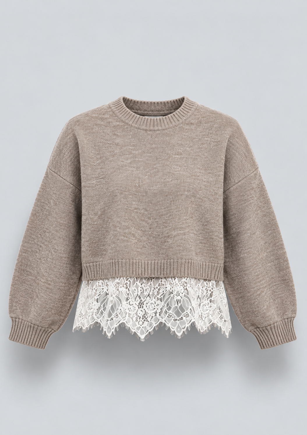 PULL EN MAILLE À BAS EN DENTELLE