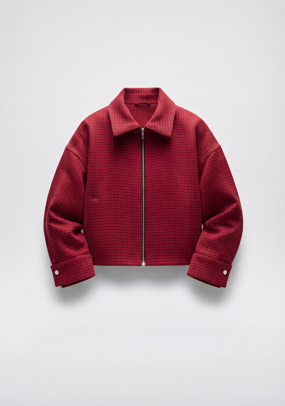 VESTE COURTE TEXTURÉE À CARREAUX