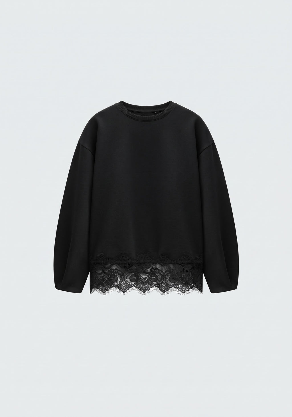 SWEAT-SHIRT ENCOLURE RONDE À FINITION DENTELLE