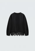 SWEAT-SHIRT ENCOLURE RONDE À FINITION DENTELLE