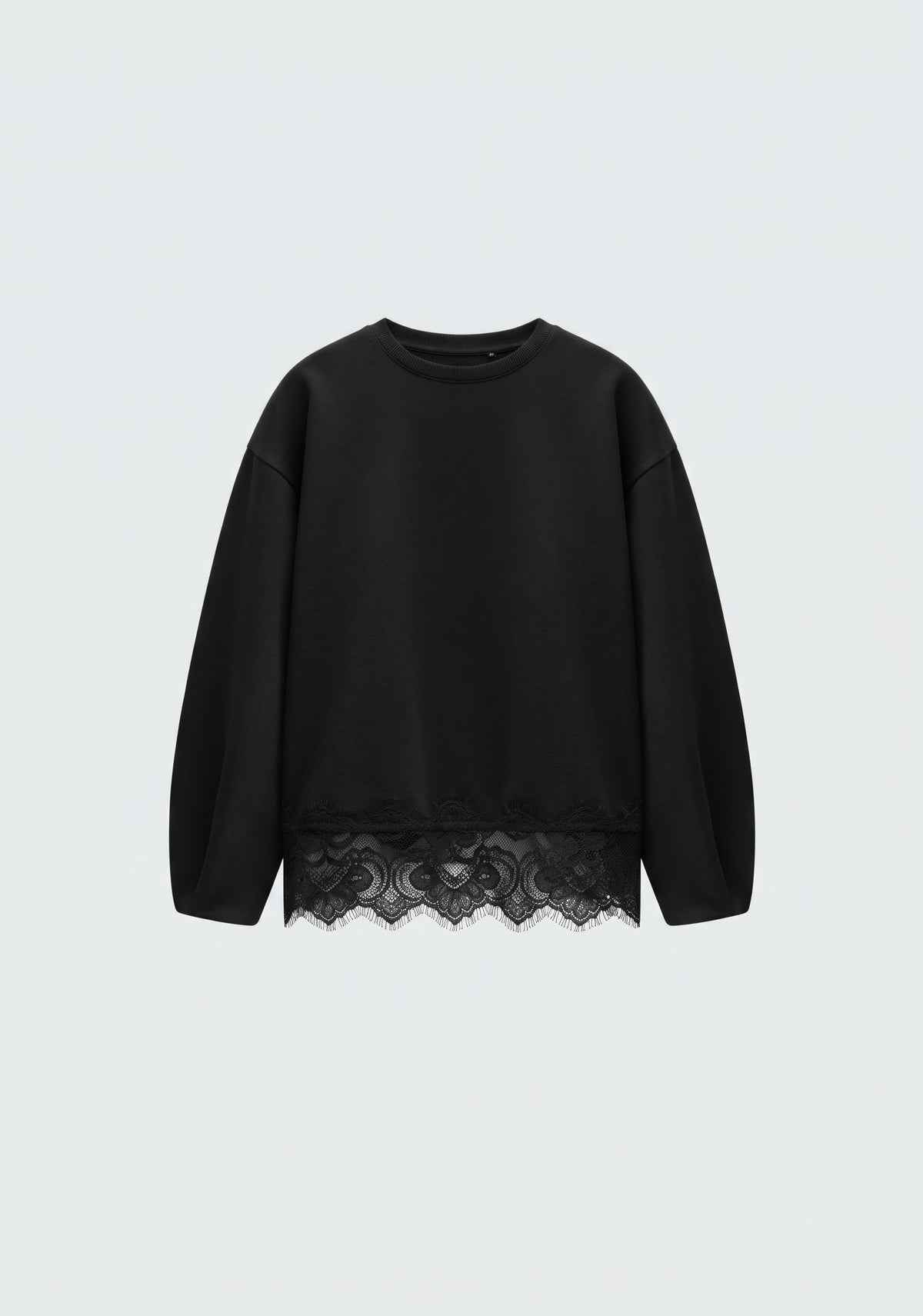 SWEAT-SHIRT ENCOLURE RONDE À FINITION DENTELLE