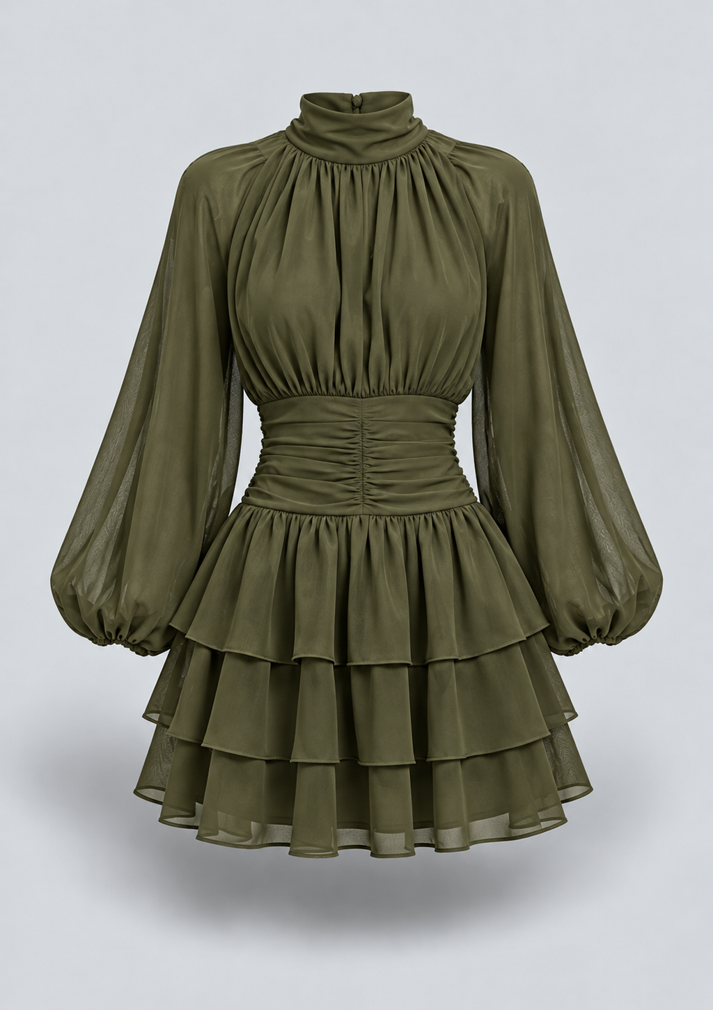 ROBE COURTE À VOLANTS ET TAILLE FRONCÉE