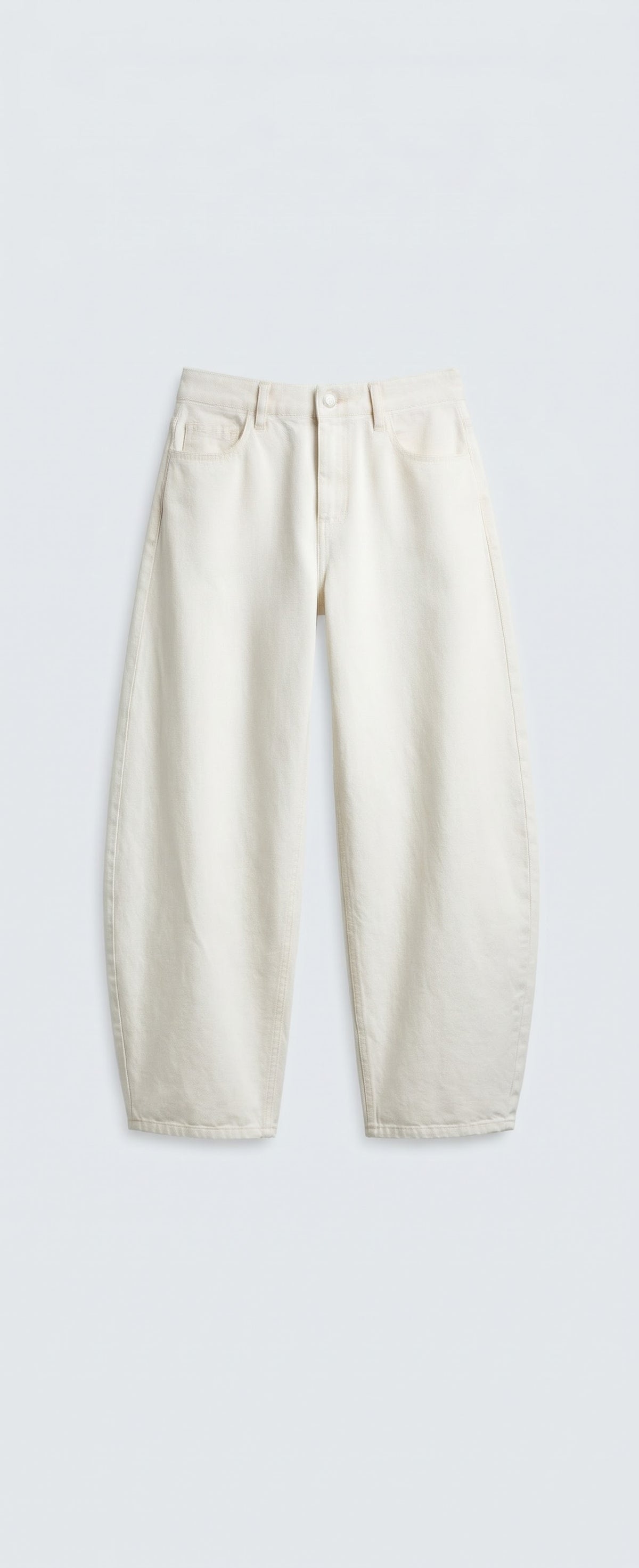 JEANS COUPE BALLON EN TOILE DE COTON TAILLE HAUTE