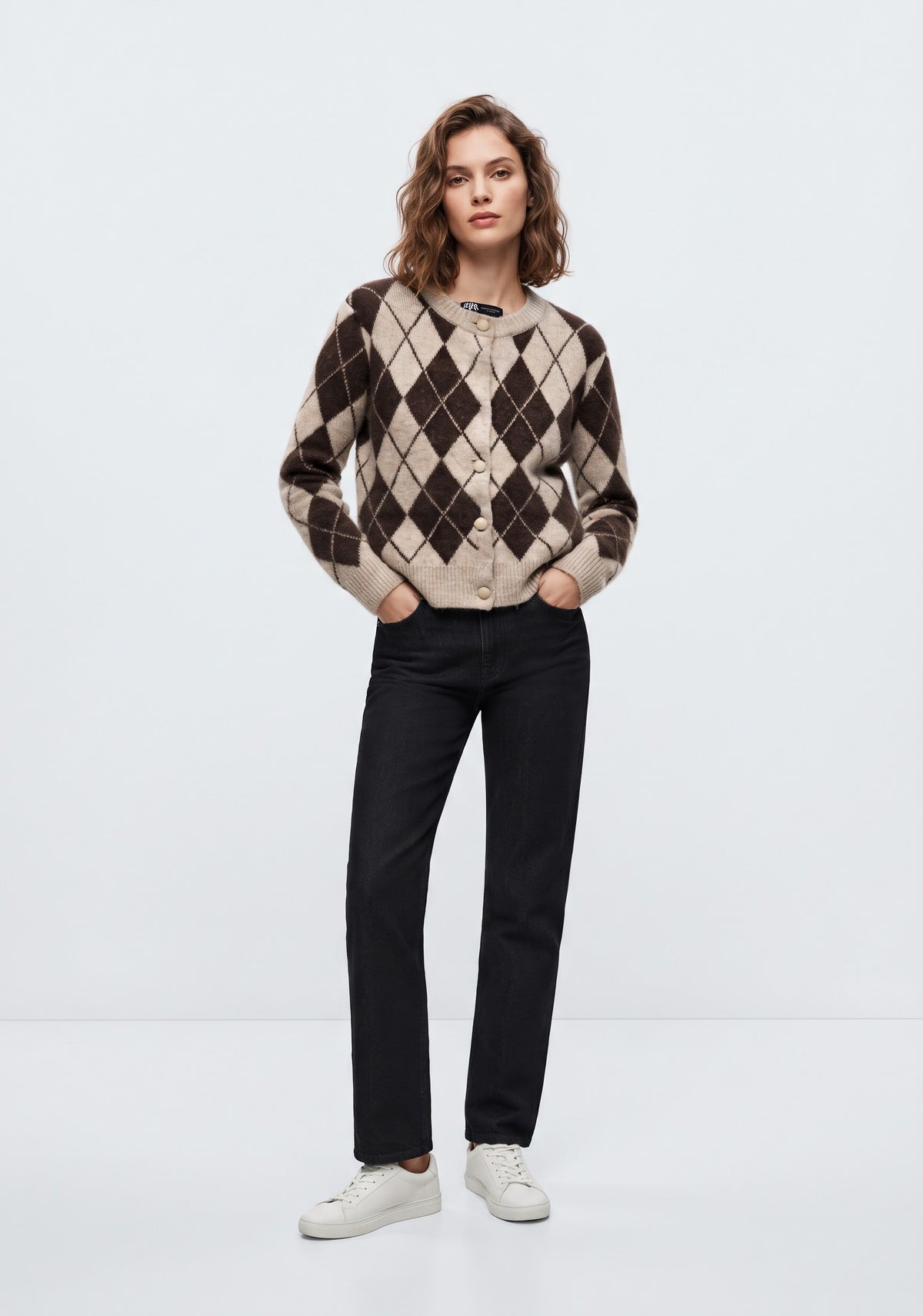CARDIGAN EN MAILLE À MOTIF LOSANGES