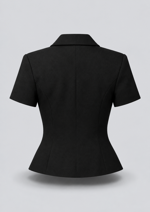 BLAZER CINTRÉ À MANCHES COURTES ET DOUBLE BOUTONNAGE