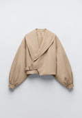 VESTE COURTE CROISÉE À COL CHÂLE